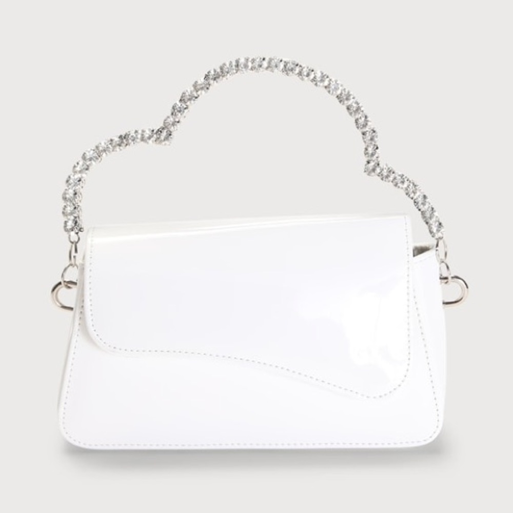 White Cloud Clutch with Rhinestones